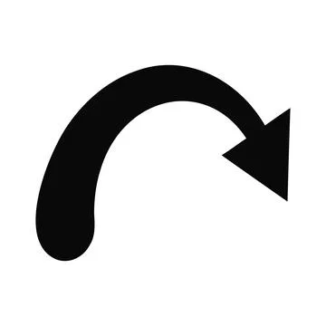 Curved Arrow Icon Silhouette Vector Illustration Isolated on White Backgroun 库存插图
