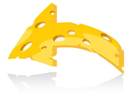Curved arrow made of cheese, vector illustration Stock Illustration