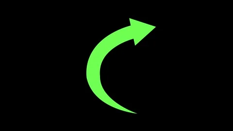 Curved arrow pointing up and right simple minimal icon for navigation direc.. Stock Footage 340385588