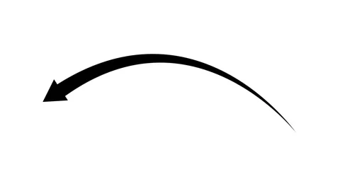 Curved arrow pointing left simple direction symbol for navigation movement .. Stock Footage 337871178