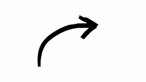 Curved arrow pointing to the right hand drawn in black color against white Stock Footage 276391382