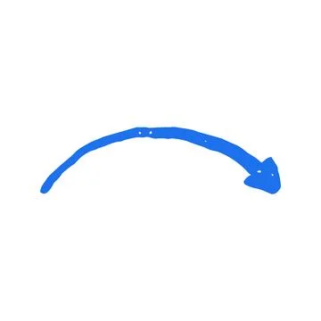 A curved arrow pointing to the right, a hand drawn vector illustration. Whims Stock Illustration