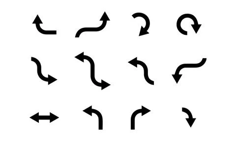 Curved Arrow Shapes Set for Process Diagrams Stock Illustration