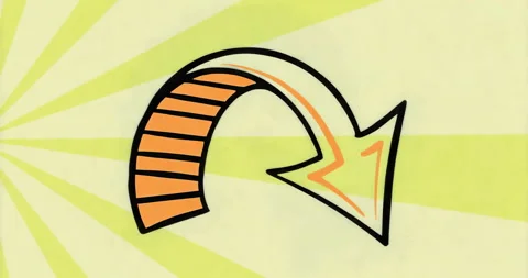 Curved arrow waiting one second then radial rays bursting behind highlighting Stock Footage 315518988