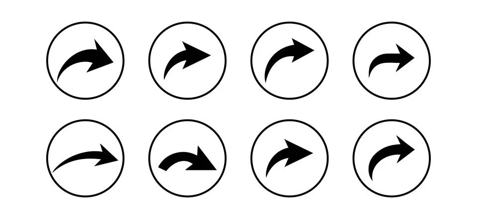 Curved Arrows in Circles Set Ilustración de archivo