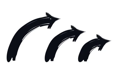 Curved up arrows in sweeping motion bold thick stroke graphic element set 스톡 일러스트