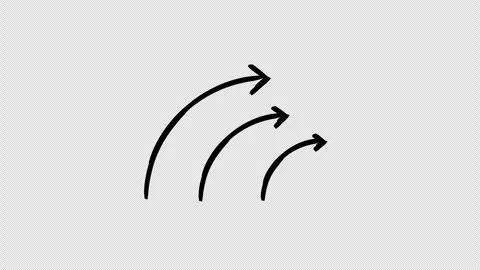 Curved up arrows in sweeping motion hand-drawn sketch animation Stock Footage 329609104