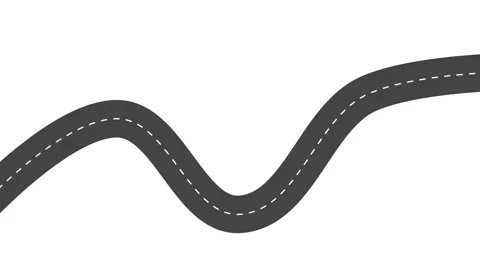 Curved asphalt road with dashed line on white background Stock Footage 306458527