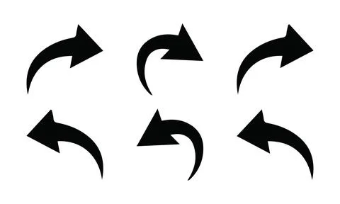 Curved Back and Forward Arrow Set - Reply, Share, and Undo Symbols Stock Illustration