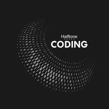 Curved binary code. 스톡 일러스트