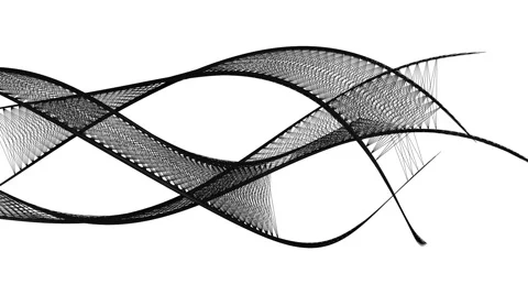 Curved black structures in flowing motion - abstract background (FULL HD) Video stock 62743459