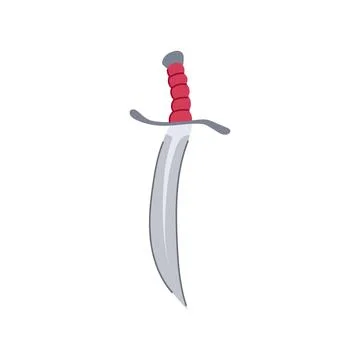 Curved blade dagger with red hilt vector illustration Stock Illustration