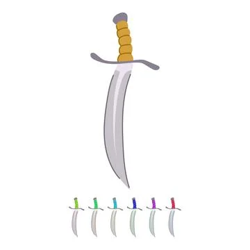 Curved blade dagger with red hilt vector graphic Stock Illustration