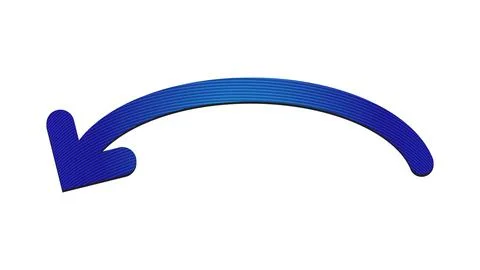 Curved Blue Arrow  Gradient Direction Icon Pointing Down Left with 3D Shadow Ilustración de archivo