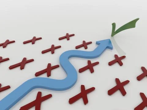 Curved Blue Arrow Path to Solution Stock Illustration