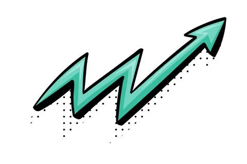 Curved Blue Arrow with Pointed End and Dots Doodle Style Vector Element イラスト素材