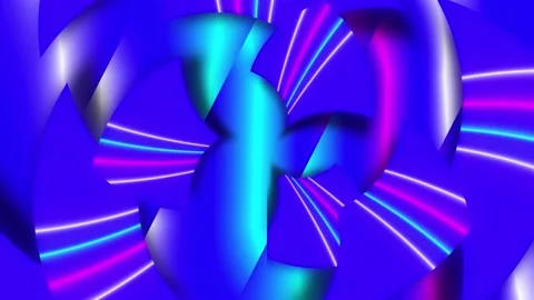 Curved blue segments with colored stripes rotate Stock Footage 140994921