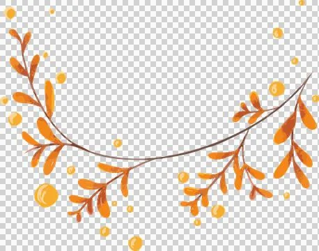 Curved branch is arching on transparent background in flat style with orange Stock Illustration