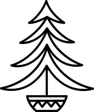 Curved branches Christmas tree in pot icon Иллюстрация