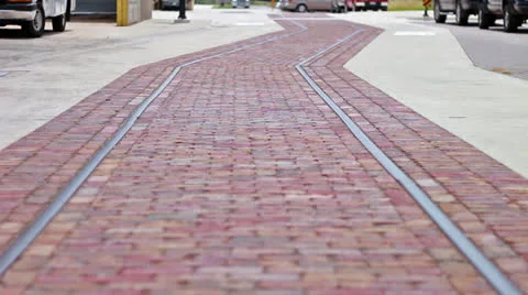 Curved Brick Road Stock Footage 25235066