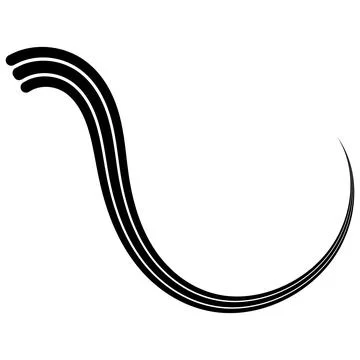Curved calligraphic triple stripe, vector, ribbon, like a travel calligraphy Stock Illustration
