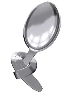 Curved chrome spoon on white background 3d illustration Stock Illustration