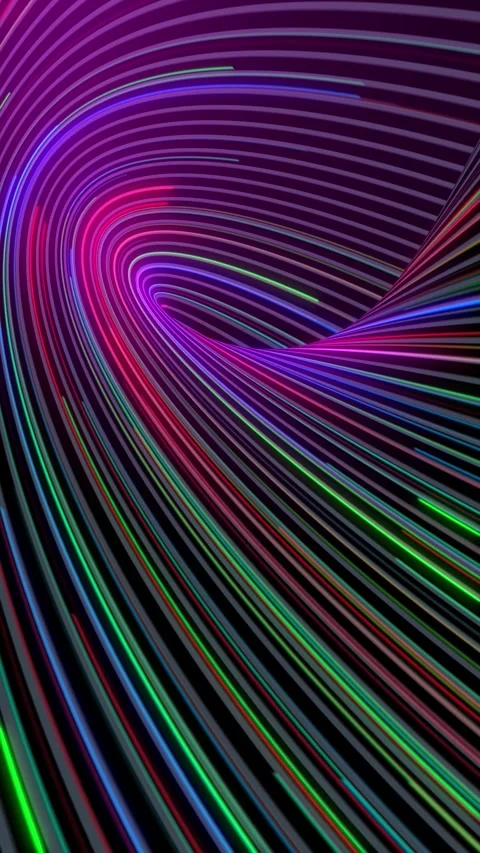 Curved colourful glowing 3d lines graphic loop vertical animation 스톡 동영상 341898038