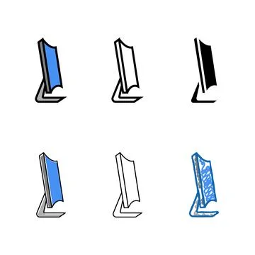 Curved computer screen series color icon vector Stock Illustration