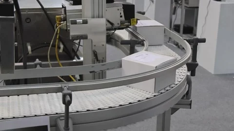 Curved Conveyor Boxes Transport Stock Footage 322168466