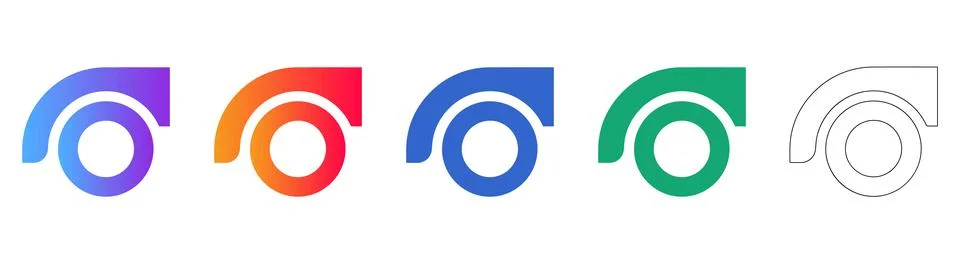 Curved Corner Interface Icon Set Stock Illustration