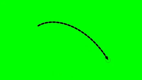 Curved dashed arrow bottom right pulsating on green screen Stock Footage 344648543