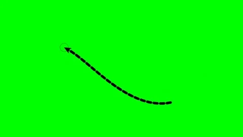 Curved dashed arrow right vertical pop on green screen 스톡 동영상 344648164