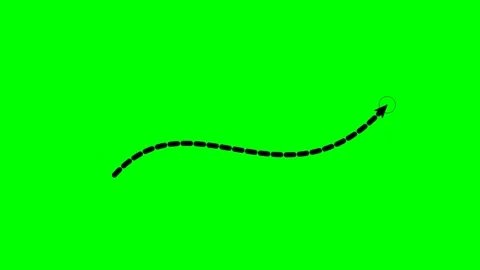 Curved dashed arrow top alert banner on green screen Stock Footage 344648253