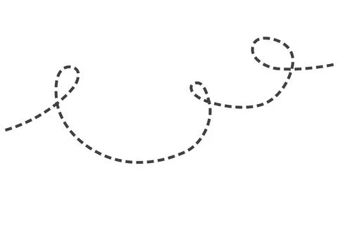 Curved Dashed Flight Path  Whimsical Loop Motion Line Design Stock Illustration