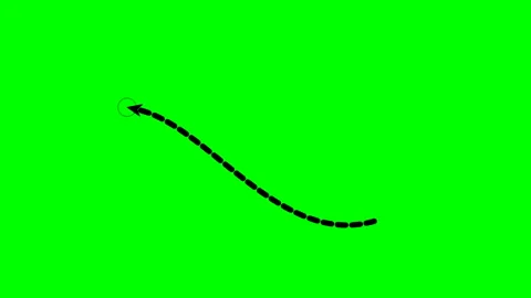 Curved Dashed Path Arrow Pointer Green Screen 스톡 동영상 345710181