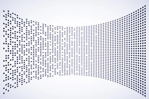 Curved digital data volume. Visualization process of collecting information Illustrazione stock