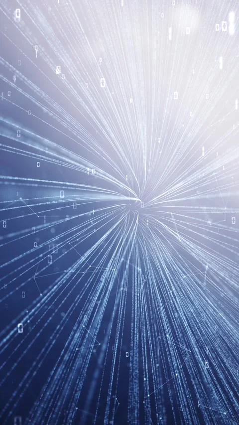 Curved digital lines with binary numbers animation Stock Footage 345324760