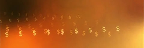 Curved dollar symbol pattern background template animation in orange and gold Stock Footage 340557772