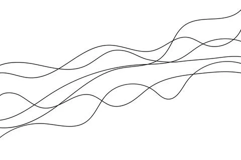 Curved doodle vector squiggle long lines, abstract sketch Stock Illustration