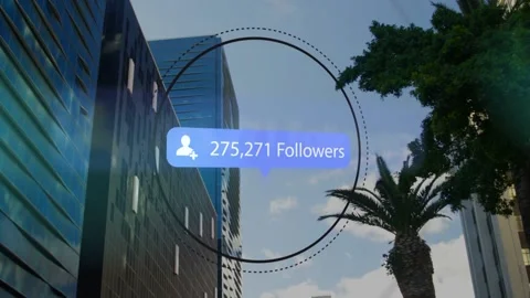Curved dots starting social UI overlay, circle growing and follower bubble Stock Footage 335651957