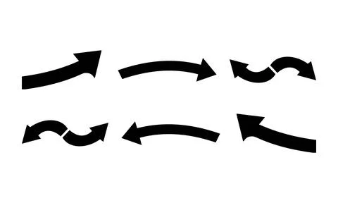 Curved Double Directional Arrow Waves Stock Illustration