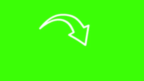 Curved down arrow animated white outline hand drawn pointer sign wiggling a.. Stock-Footage 347694516