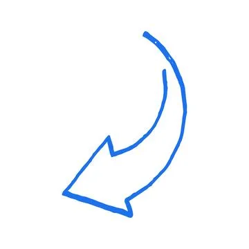 Curved Down Arrow Pointer Hand Drawn Doodle Vector Illustration For Navigatio Stock Illustration