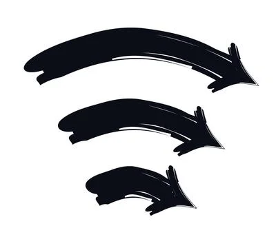 Curved down arrows bold thick stroke graphic element set 스톡 일러스트