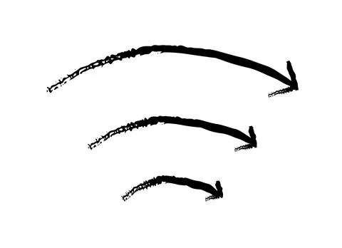 Curved down arrows grunge doodle design element set Illustrazione stock