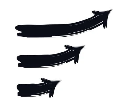 Curved end up arrows bold thick stroke graphic element set Stock Illustration