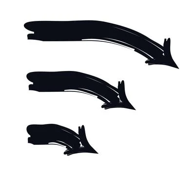 Curved end down arrows bold thick stroke graphic element set 스톡 일러스트