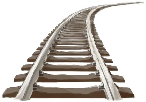 Curved endless Train track. Stock Illustration