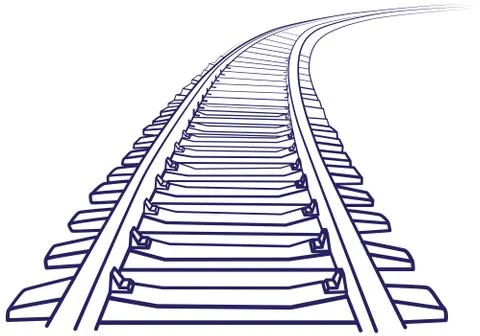 Curved endless Train track. Stock Illustration