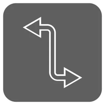 Curved Exchange Arrow Flat Squared Vector Icon Stock Illustration